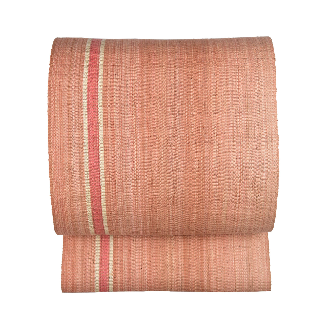 厚司織 全通柄 縞 生成り 茶 ピンク